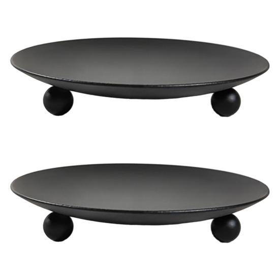 

Металлический подсвечник, круглая тарелка для свечей, подставка для свечей, поднос для свадебного ужина, домашнего декора 2pcs чёрный