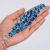 Classic Top Grade Qualite 100% Natural Swiss Blue Topaz Oval Shape Ethnic Style Handmade Jewelry 925 Steling Silver Bracelet 7-9" WSJ-5143