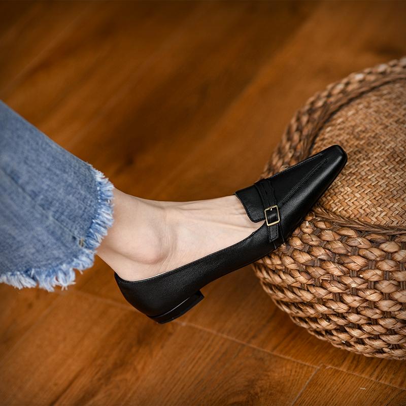 

Новые лоферы из натуральной кожи, модные женские туфли без шнуровки на массивном каблуке с острым носком, модные/осенние туфли на мелком каблуке Zapatos De Mujer