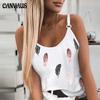 Canotte senza maniche con stampa di piume e stampa di piume nuove moda donna estate