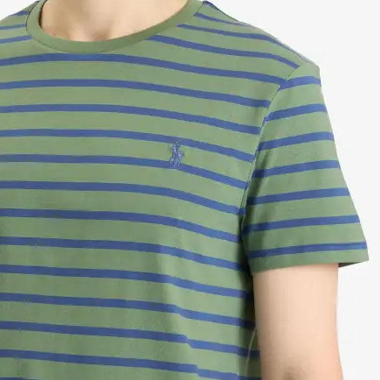 Polo Ralph Lauren Logo Embroidered Striped Short Sleeve T-Shirt Men Tops Green 710938134-GRN