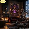 Gothic Frosted Window Castle Skull Wall Tapestry Dark Victorian Holiday Winter Ice Pattern Home Decor Modern Style Soft
