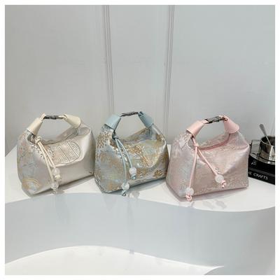 New Chinese Style Silk Crescent Bag 2026 Trendy Embroidery Handbag for Women Fashion Small Shoulder Crossbody Purse