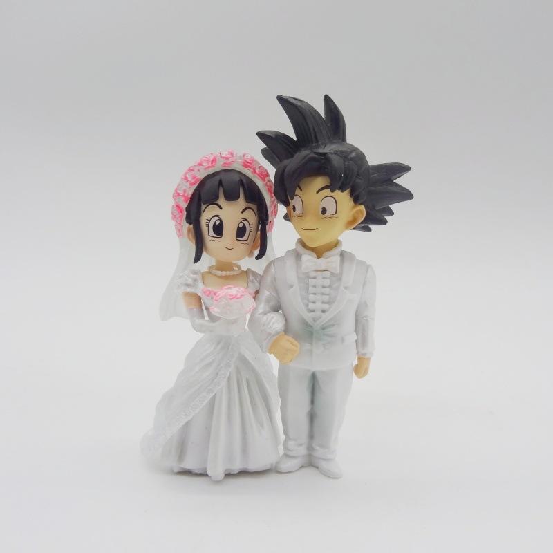 

Anime Dragon Ball Figure Goku Chichi Wedding Scene Q-Version Wedding Dress Chichi Statue Pvc Model Doll Toys