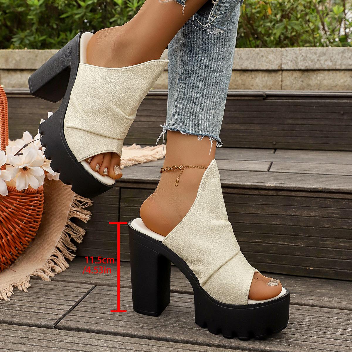 Women s 11.5cm High-Heeled Platform Sandals - Open Toe, Thick Sole, Summer Nightclub Style 40