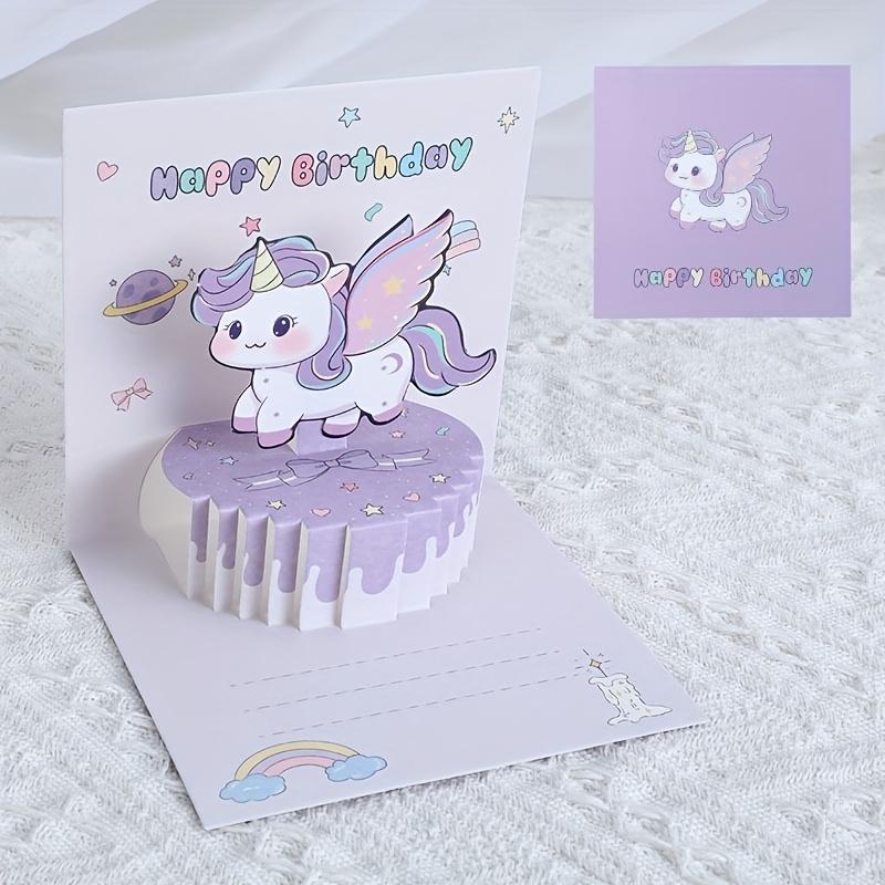 1 Stück Cartoon 3D Geburtstagskarte Kuchen Kreativ Niedlich Kleine Karten Segen Geschenk Brief Geburtstagskarte