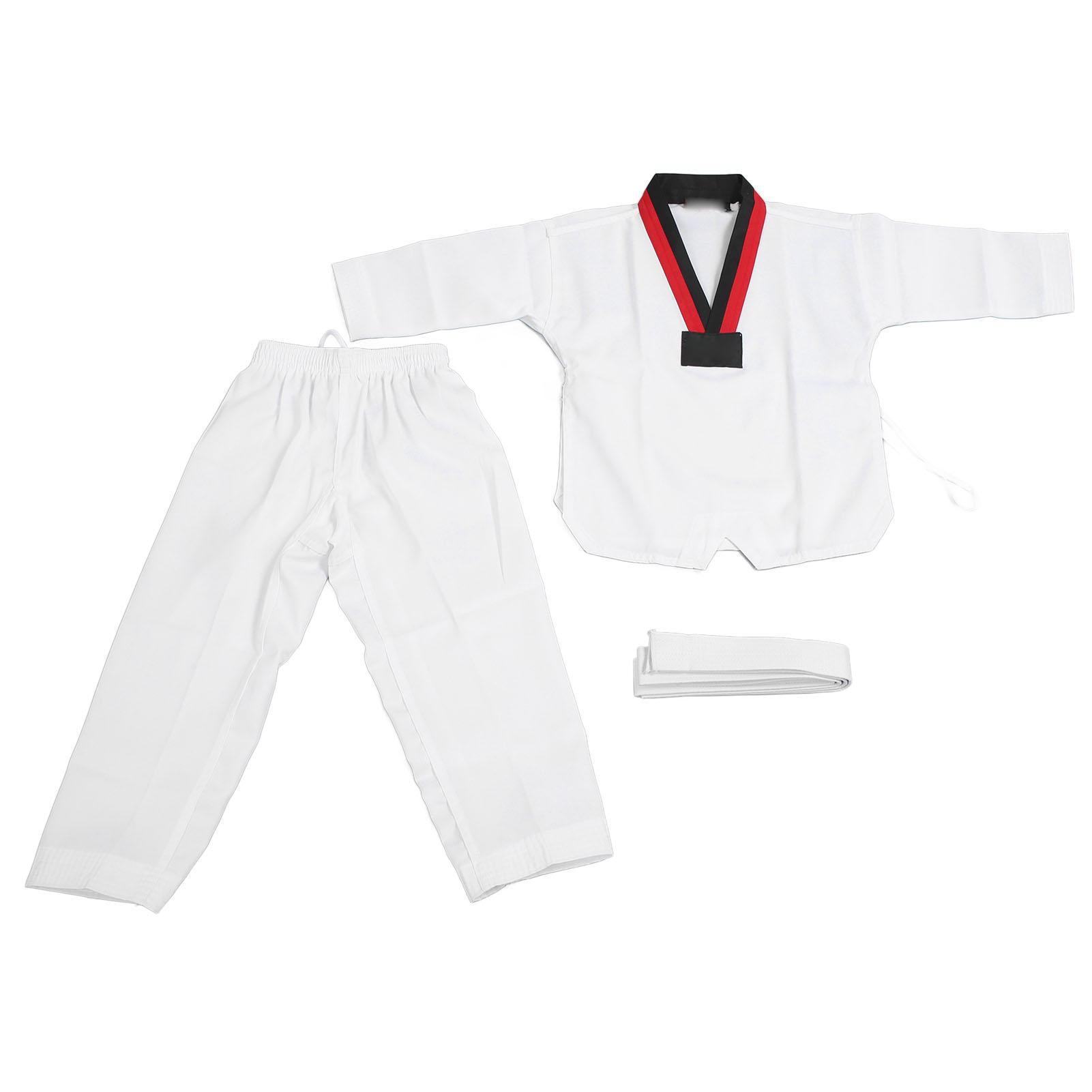 Kids Taekwondo Uniform with Belt Polyester and Cotton Breathable Soft Kids Sports Karate Uniform for Martial Arts Training for Boys Girls