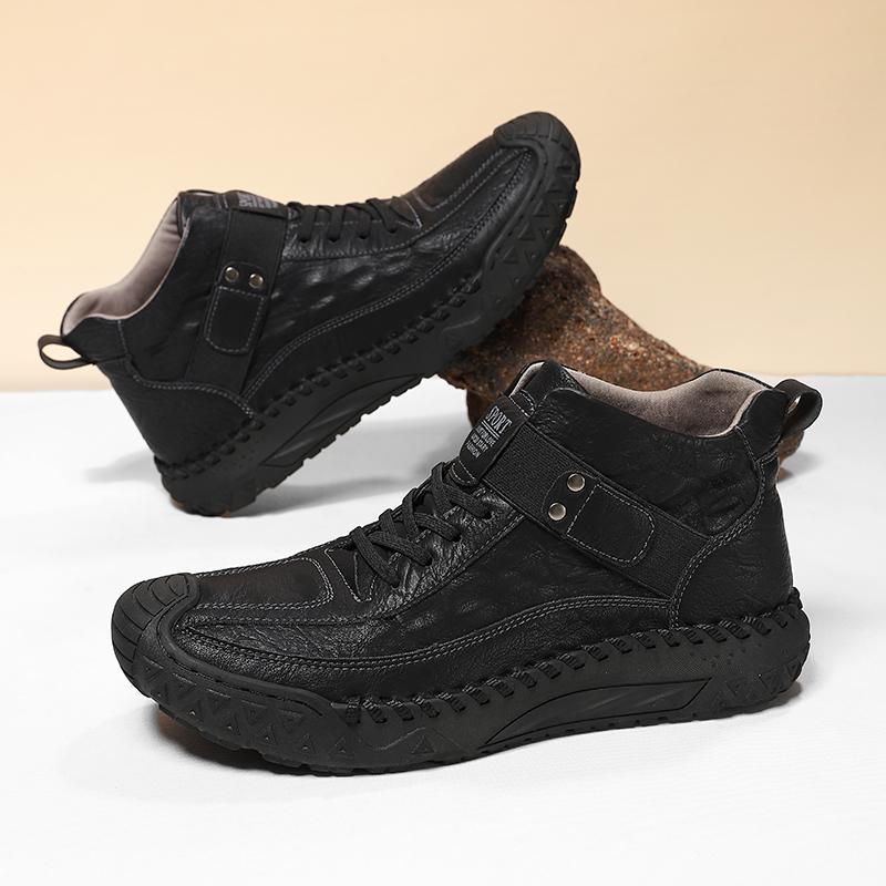 Ręcznie robione buty ze skóry dzielonej Męskie buty codzienne Wygodne botki Męskie duże rozmiary Buty robocze