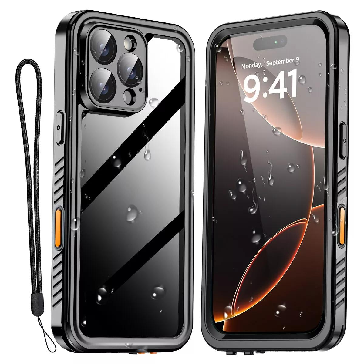 IP68 Waterproof Case for IPhone 16e 16 15 14 13 12 11 Pro Max XR XS Plus Metal Aluminum Swimming Phone Luxury Underwater Cover iPhone 16 Plus чёрный