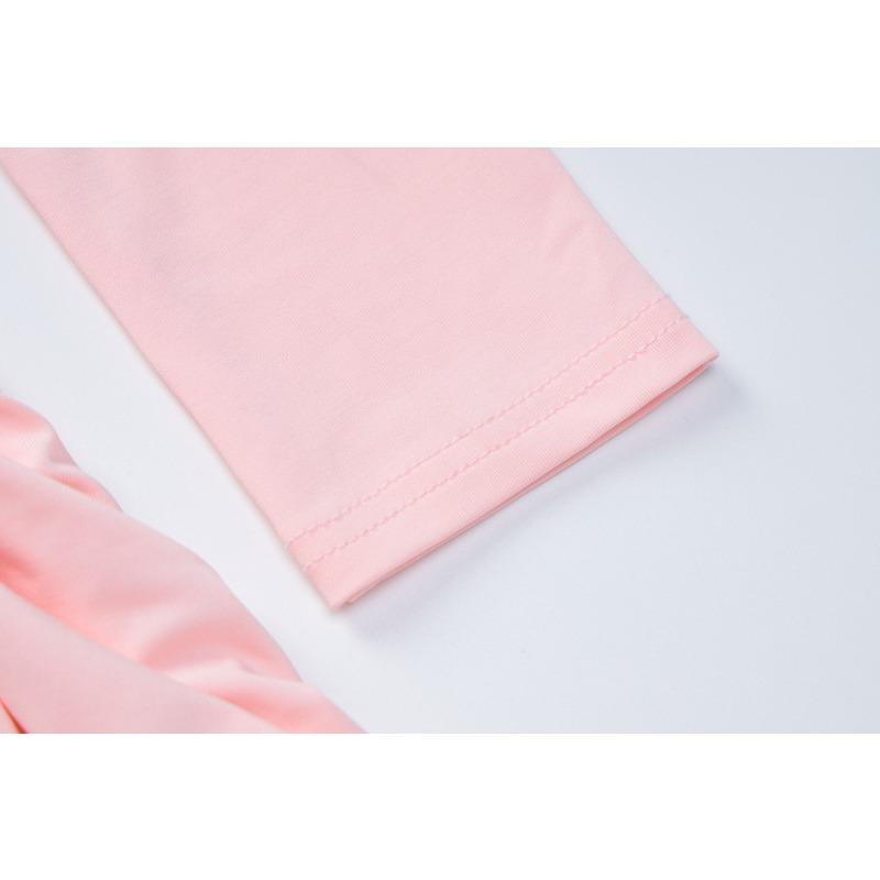 Solid Color Long Sleeve Round Neck Slim Splicing Flutter Flower Dress