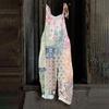 Women's Jumpsuit Floral Vintage Print Casual Loose Retro Cotton Linen Back Pants