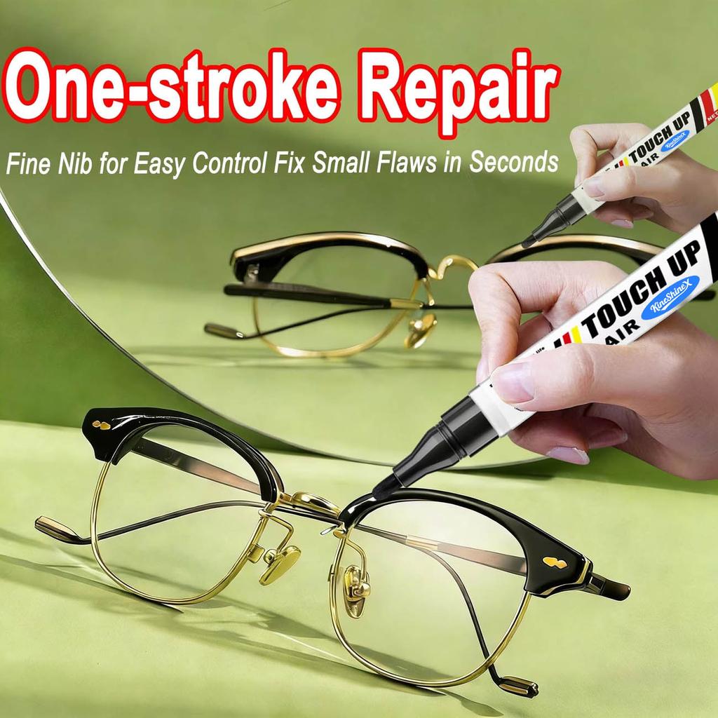 Stylo Retouche Peinture pour Monture de Lunettes Noir Mat, Formule Nano-Adhésive pour Réparation des Rayures et Éclats, Kit de Réparation Verre pour Vieilles Montures