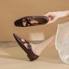 22301 flat shoes women's thick heel 2025 new square head cross buckle Mary Jane retro low heel single shoes