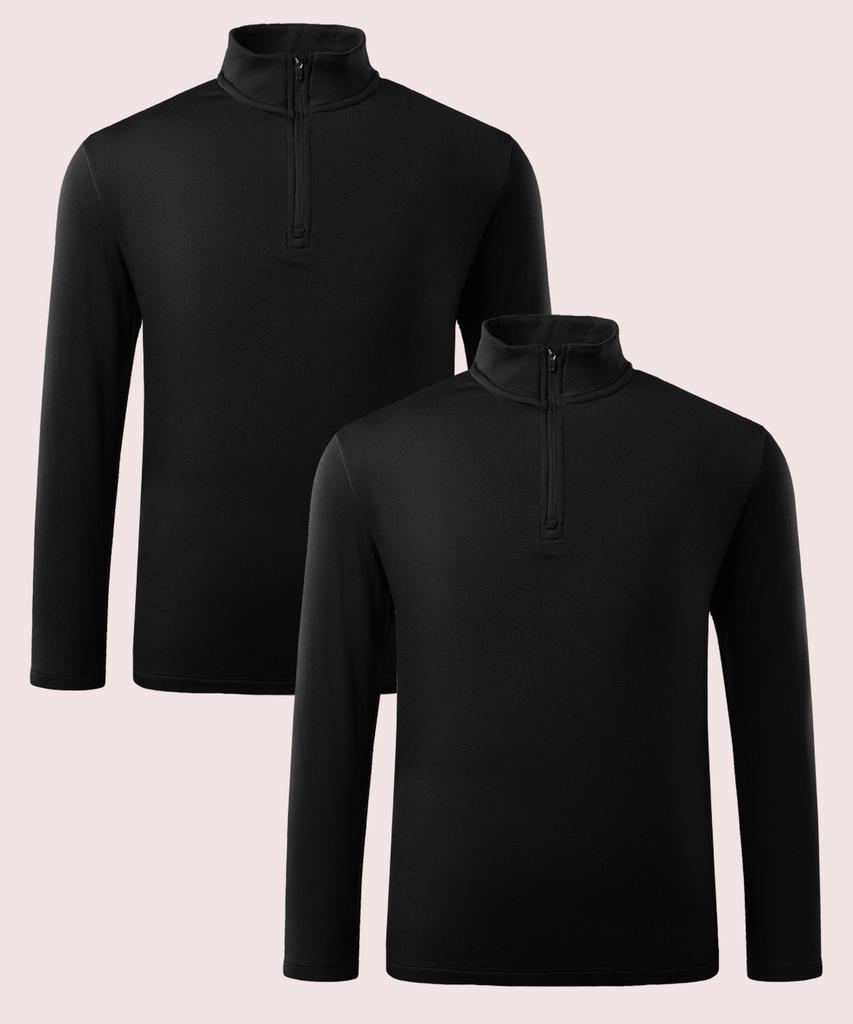 ARMEDES [2Pack] Men'S Functional Turtleneck Zip-Up Long Sleeve Fleece-Lined Top Ar-31 (3 Colors)