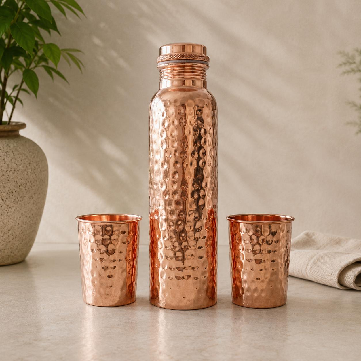 100% Pure Copper Water Bottle 1L
