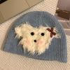 Trendy Dog Knitted Plush Winter Hat For Women Soft And Warm Accessory Fashionable