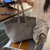 Polka Dot Print Canvas Tote Bag Check Print Canvas Material Polka Dot Bag Large Capacity Stripes Print Large Capacity Tote