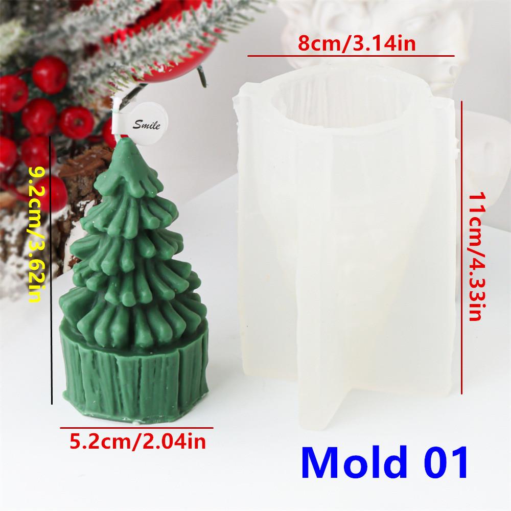 3D Fir Tree Christmas Tree Candle Silicone Mold Five Pointed Star Coniferous Christmas Tree Candle Silicone Mold