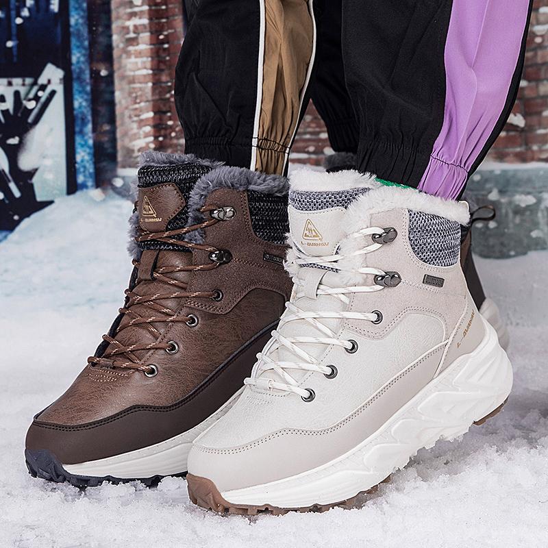 TUINANLE Tênis Masculinos de Cano Alto Impermeáveis de Algodão Sapatos Femininos com Forro Quente de Veludo para Uso Externo no Inverno