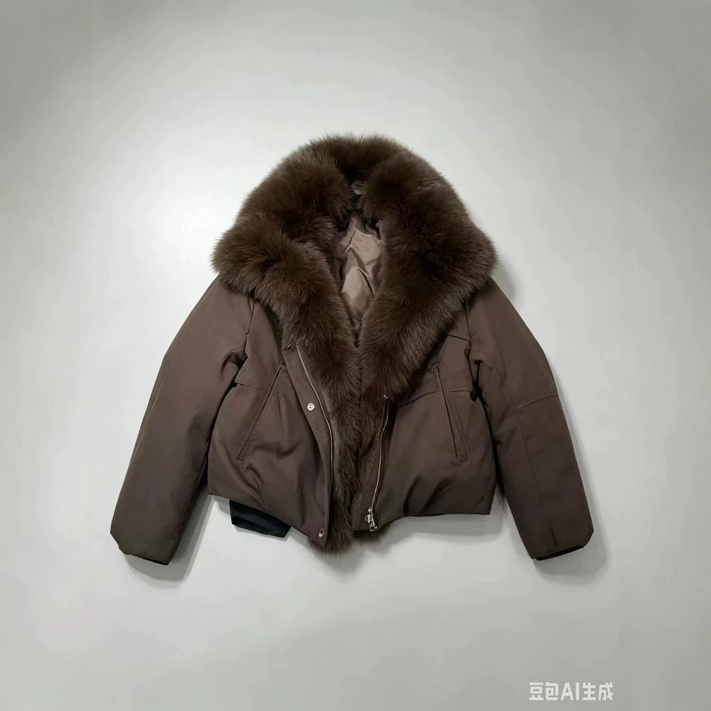 Popular iarnă nou natural blană reală de vulpe guler la modă versatil larg cald pie depășit palton femeie