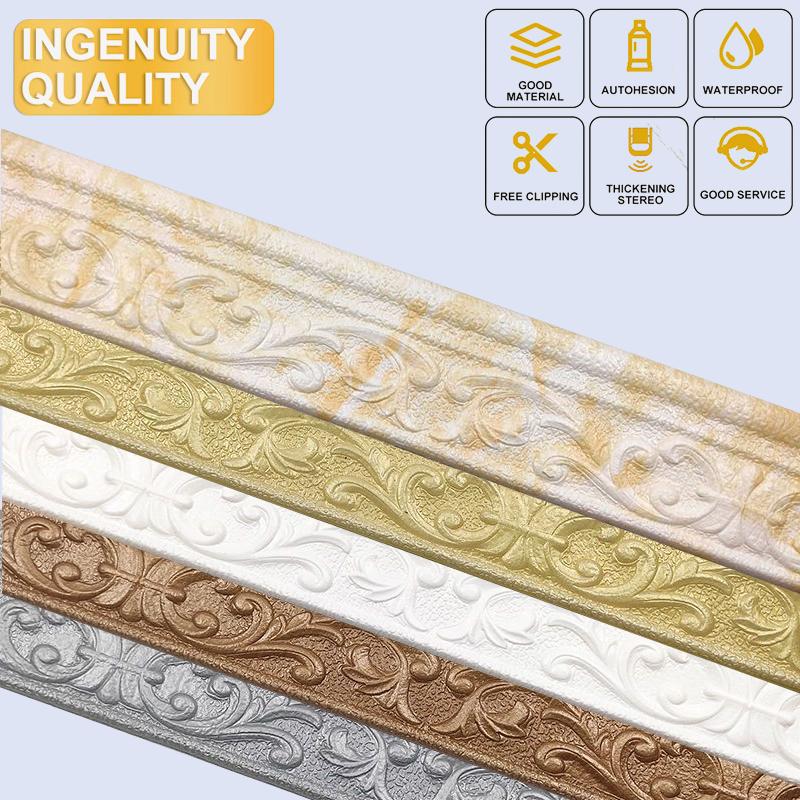 6 buc. 230 mm auto-adeziv 3D perete linie bordură bordura plinte impermeabile tapet autocolant pentru camera de zi decor acasă