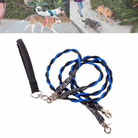 Double Bungee Dog Leash 360-degree Swivel Tangle-Free Dual Dog Leash Shock Absorbing