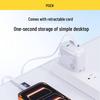 PISEN 45W GaN Charger with Retractable Cable for 17Proma Phone and Computer