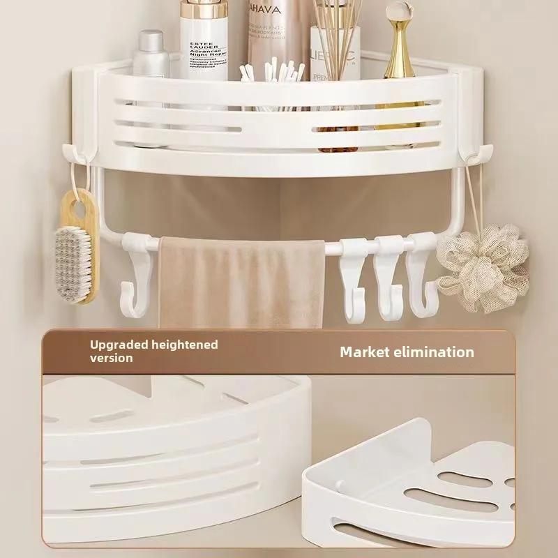 1 STÜCK Toilettencreme Regal Dreieckiges Regal Toilette Gestanzt Toilette Badezimmer Ecke Milchweiß Aufbewahrung Dusche