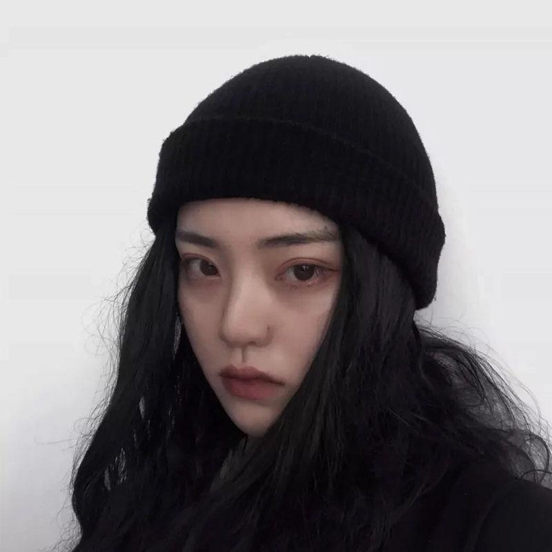 Unisex Vintage Sailor Biker Beanie Cap Brimless Knit Streetwear Bonnet Navy Casual Short Melon Knitted Hat for Men And Women
