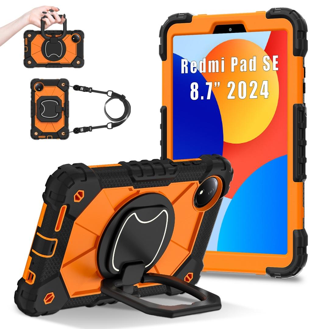 

Для Xiaomi Redmi Pad SE 8.7.360° вращающаяся рукоятка прочная защитная подставка TPU+PC 3в1 противоударный противоударный чехол для планшета ПК Redmi Pad SE 8.7 оранжевый