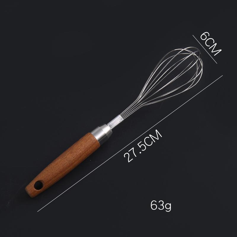 304 Edelstahl Schneebesen, Handmixer, Eierschaum, Milchpulver, Backwerkzeug, Holzgriff, Fühlt sich gut an