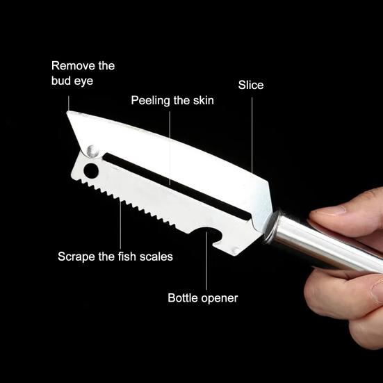4 In 1 Stainless Steel Peeler, Multifunctional Vegetable Fruit Cutter, Potato Apples Carrot Peeler with Bottle Opener And Scaler