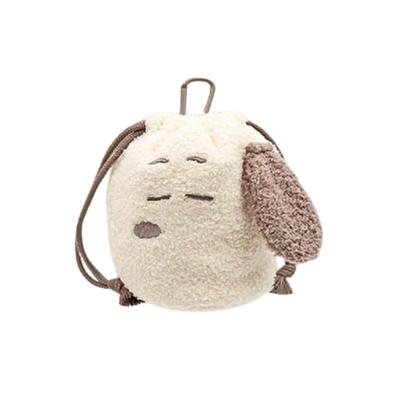 Marimo Craft Snoopy Fluffy Face Drawstring Pouch, Sleeping Softly, Approx. W145xH145xD85mm (SPCQ-519)