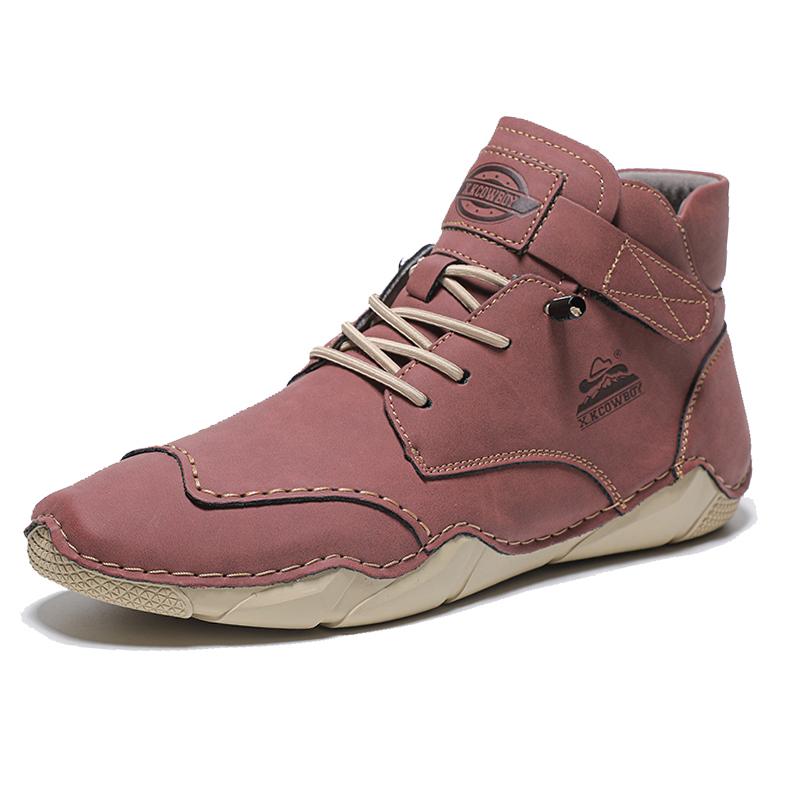 Ruční šití Dělená kožená obuv Muži Mokasíny Pohodlné kotníkové boty Pro muže Obuv pro volný čas Mokasíny Pánské ploché boty