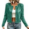 Women's Long Sleeve Sequin Cardigan Jacket, Round Neck Color Party Outerwear
