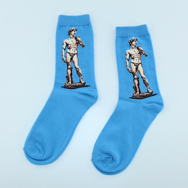 Chaussettes Femmes Drôles Mignonnes Dessin Animé Fruits Avocat Œuf Peinture à l'Huile Van Gogh Rayures Heureux Japonais Harajuku Chaussettes de Skateboard