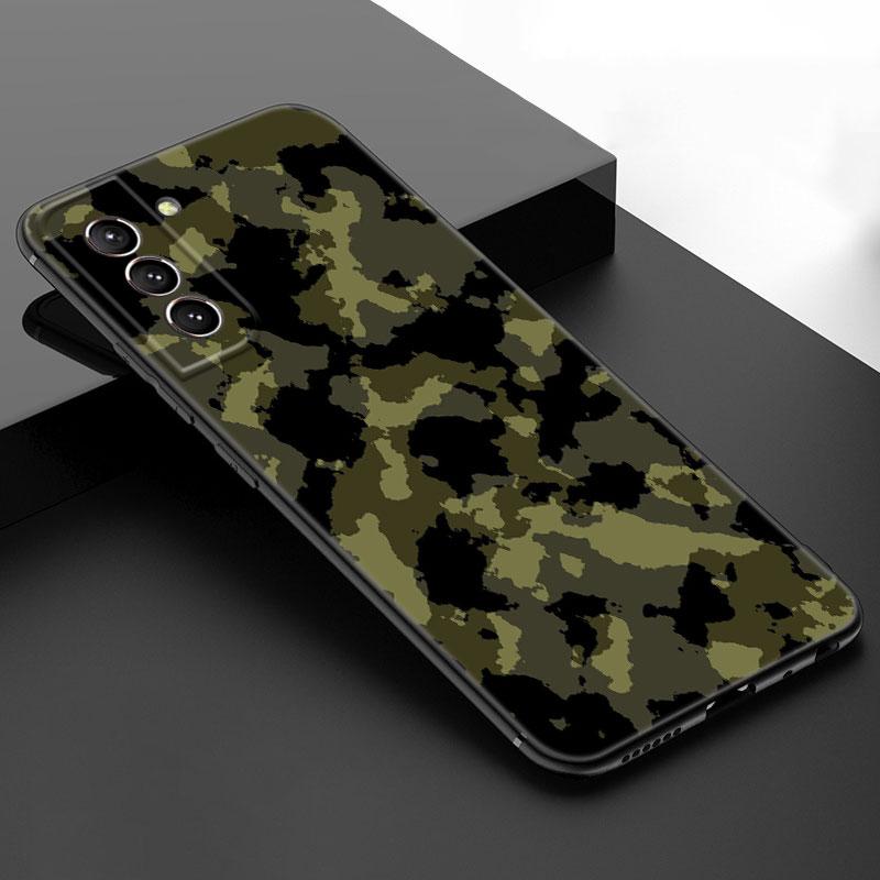 Camouflage Camo Army Black Silicone Phone Case For Samsung Galaxy S23 S21 S20 FE S24 S22 Ultra S10E S10 S9 S8 Plus