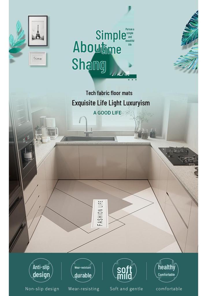 Geometric Diatom Mud Kitchen Floor Mat - Water-Absorbent, Quick-Drying, Stain & Wear Resistant