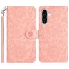 For Samsung Galaxy A56 5G Case Flower Imprint Leather Flip Wallet Phone Cover with Wrist Strap