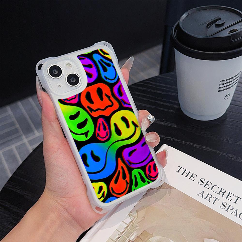 

Мягкие чехлы для телефонов Ae88 Lovely Smiley Art для iPhone 16 15 14 13 12 11 Pro Max XR с ремешком на запястье, защитной крышкой для углов for iPhone 16 Pro Max