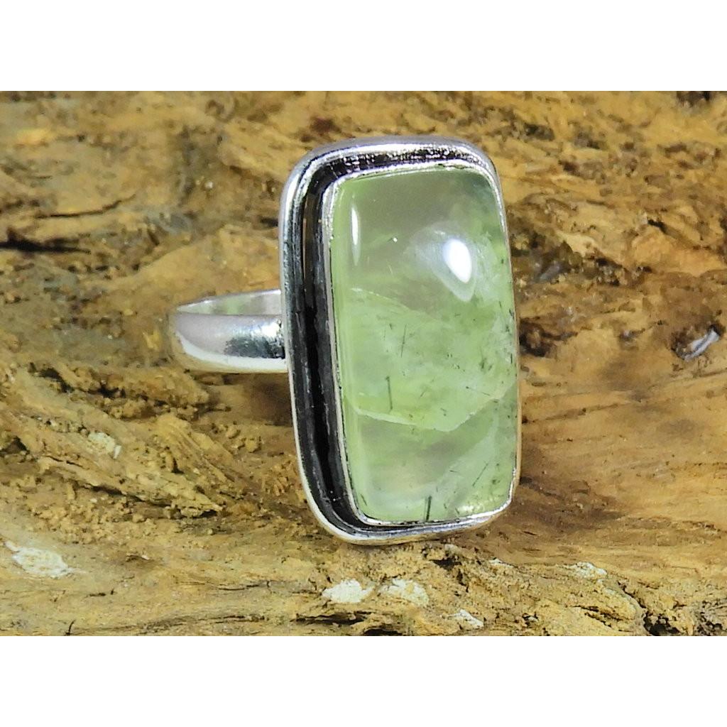 

Natural Prehnite 925 Solid Sterling Silver Ring Size US-8.5 PG-171