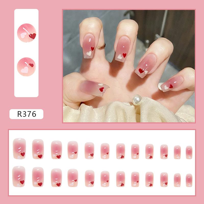 24ks/krabice Rouge Glitter Umělé nehty Odnímatelné Umělé nehty Nositelné Umělé nehty Lis na nehty Tipy na akrylové nehty Zdobení nehtů
