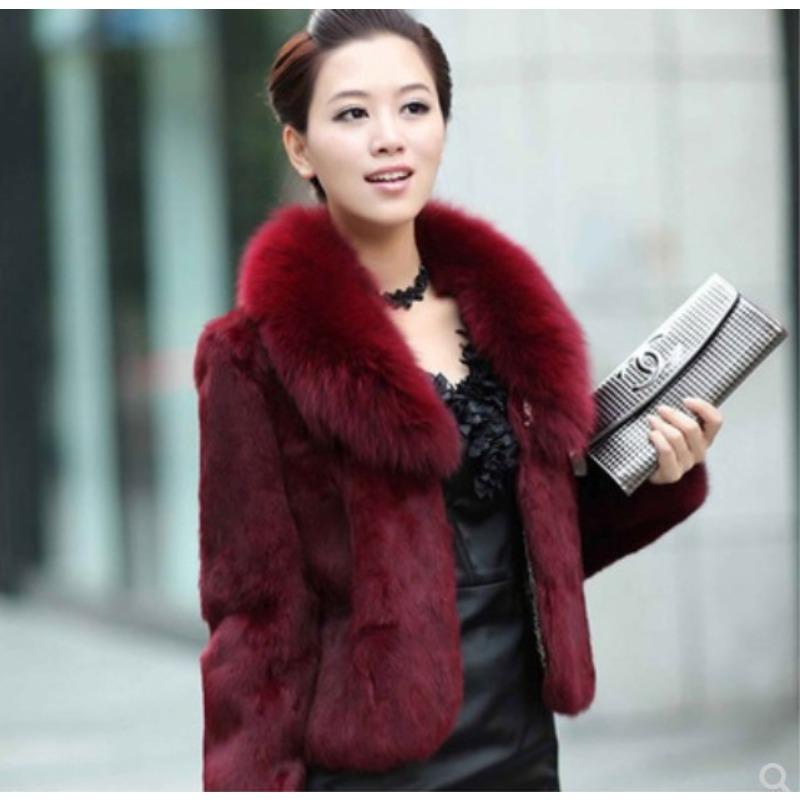 Women's Imitation Fur Autumn and Winter Imitation Mink Fur Imitation Fur Coat Women's Short Fox Fur Collar Rabbit Fur Coat