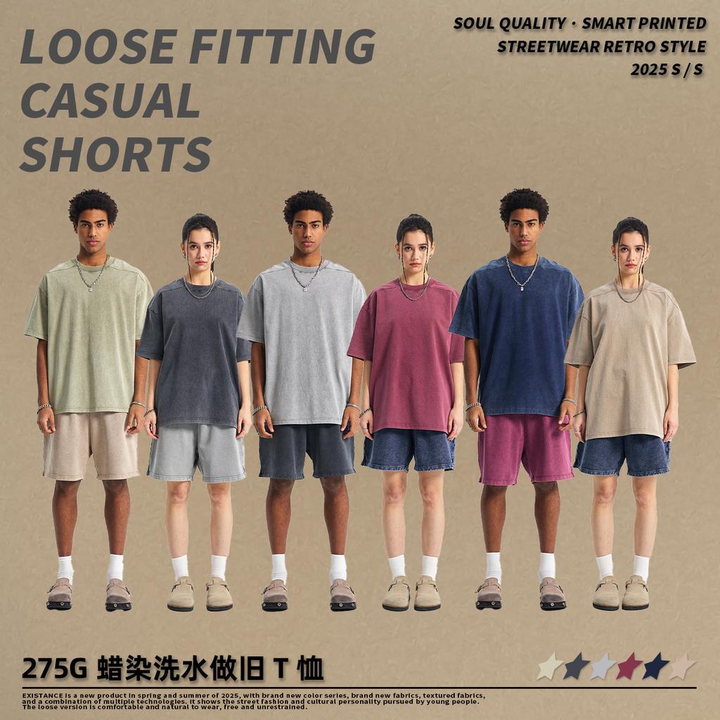 275 GSM 100% Bavlna Prané Tričko Potisk Vlastního Vzoru Pánská Trička Personalizované Tričko