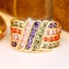 Multicolor Crystal Small Round Stone Cute Wings Rings For Women Vintage Gold Color Engagement Bands Wedding Jewelry Accessories
