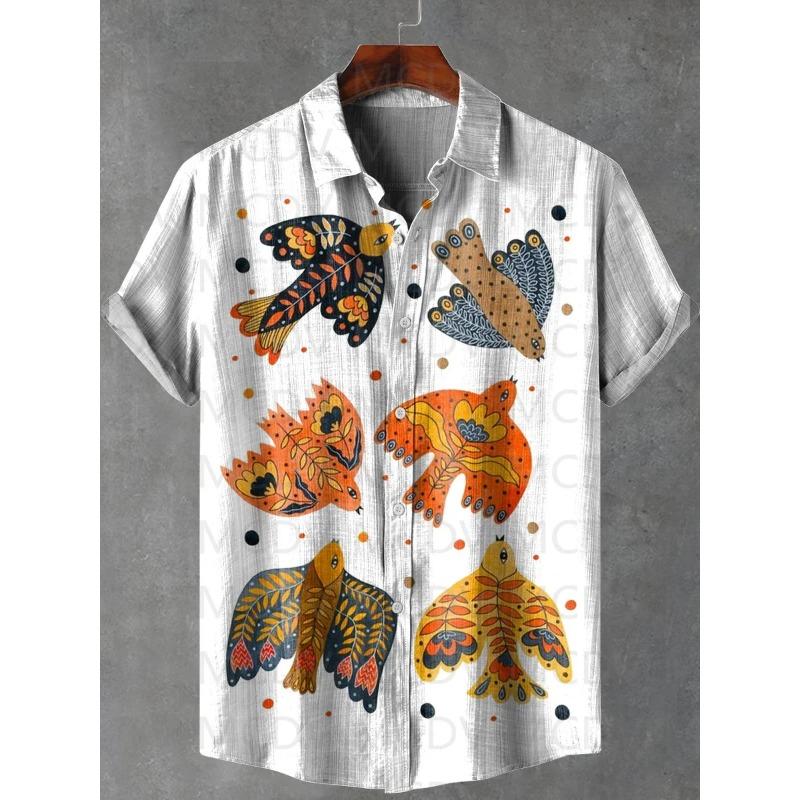 Deep Sea Octopus Art Print Lapel Casual Hawaiian Shirt Printed Style Short Sleeve Casual Shirt Men's
