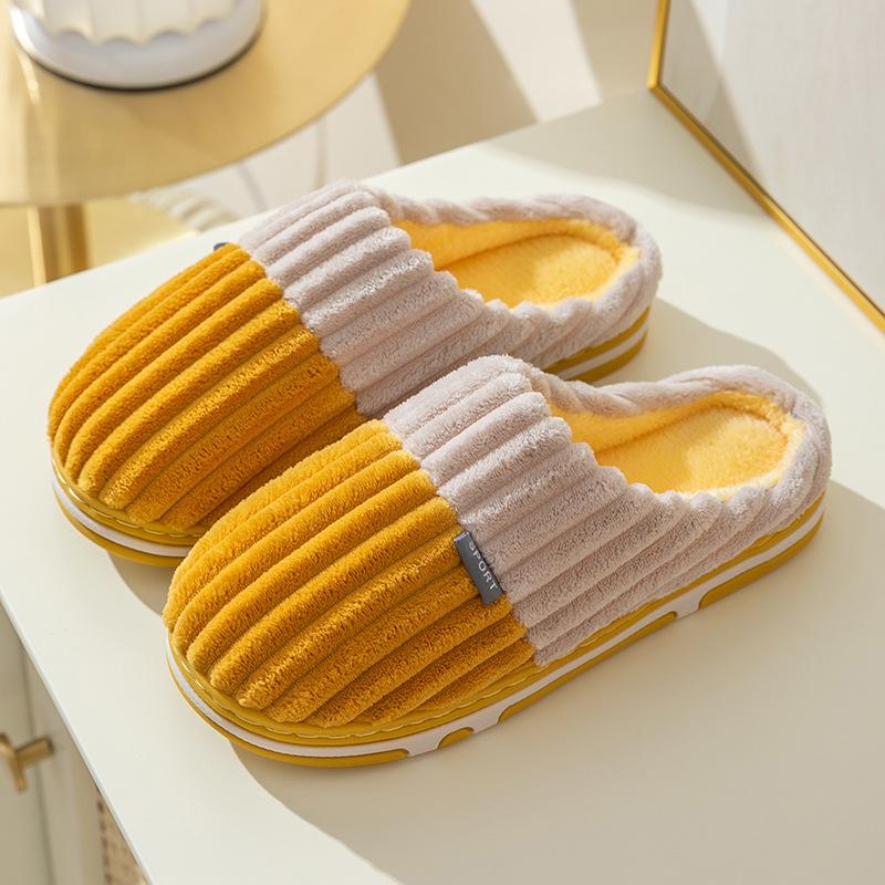 New couple cotton slippers women's winter home indoor home non-slip confinement shoes warm plush thick-soled beautiful plush