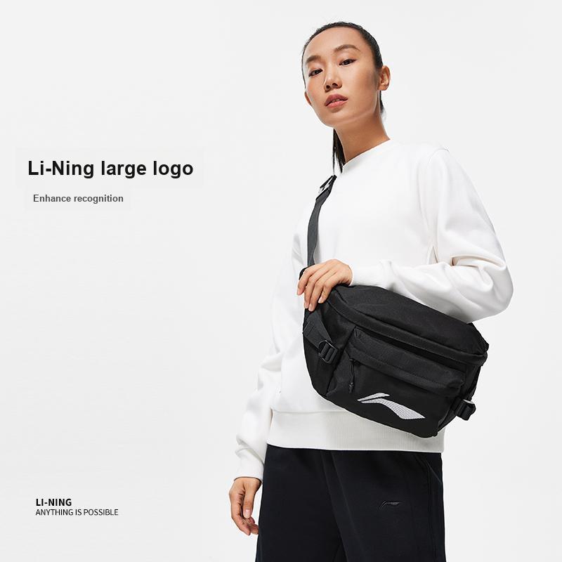 Li Ning Sportlich Lässig Reißverschluss Schulter Crossbody Tasche Unisex Taschen Schwarz ABDT189-1
