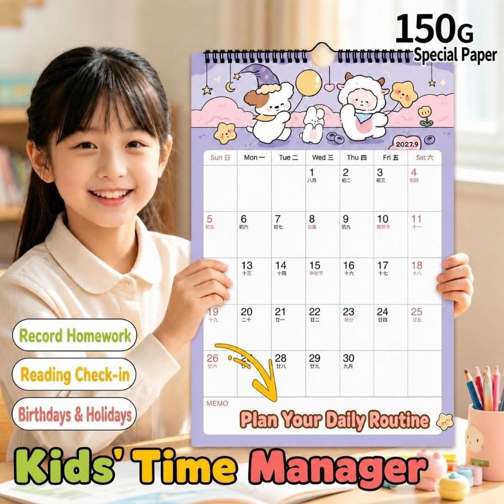 Coil 2027 Calendar Cartoon The Year of Goat Calendar  for Home Office Decor
