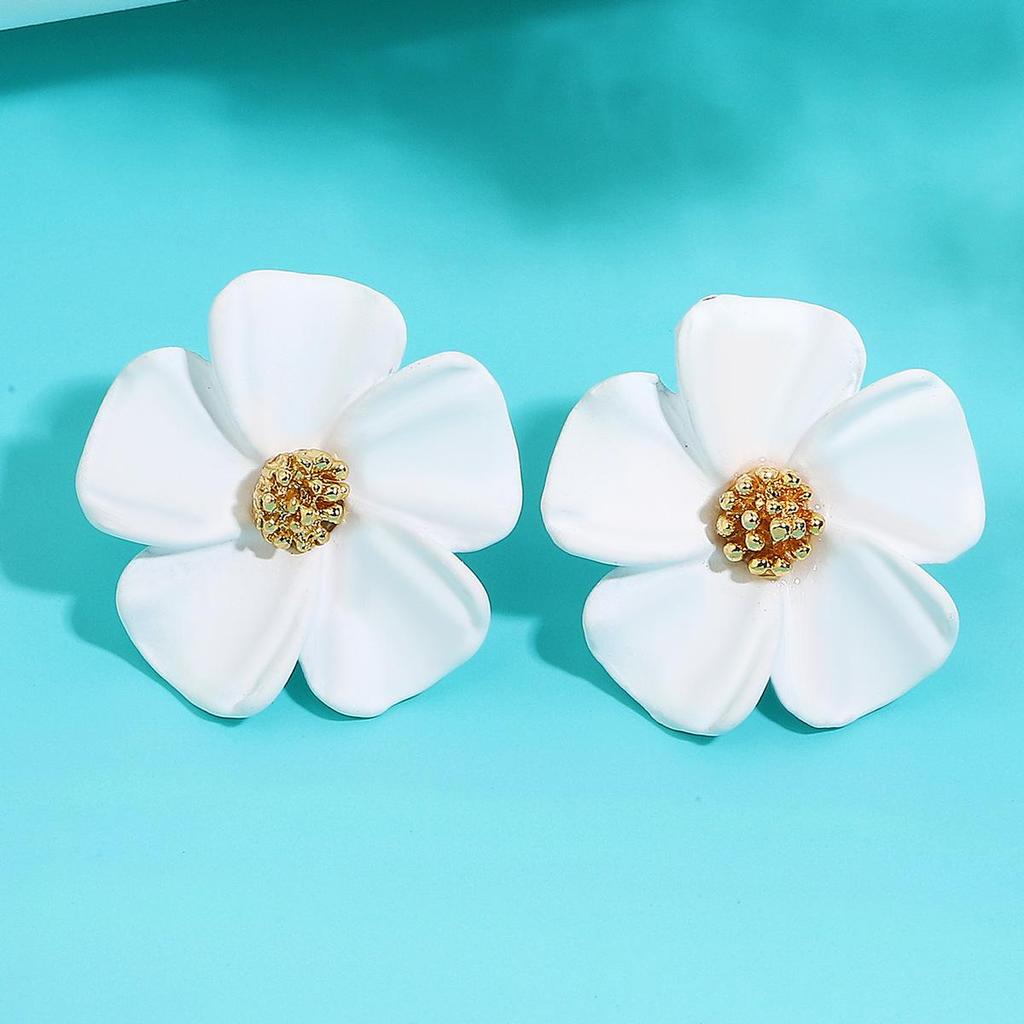 Trendy Multicolor Flower Drop Earrings for Women – Elegant & Slimming European/American Style